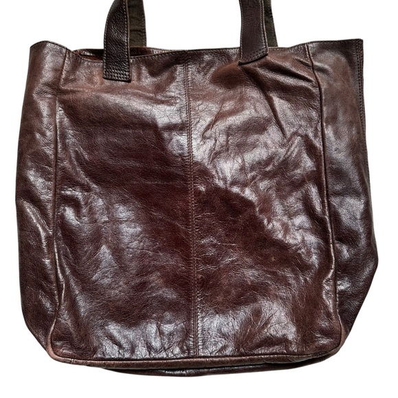 Ellington Dark Brown Leather Tote Bag Boho Distressed - Picture 5 of 14
